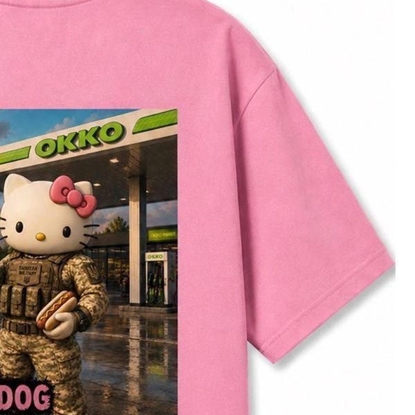 Футболка с принтом HOT DOG XS-S розовая for04877sts-XS-S фото
