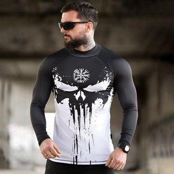 Лонгслів Valhalla з принтом Punisher 2XL-3XL чорно-білий buy94697sts-2XL-3XL фото