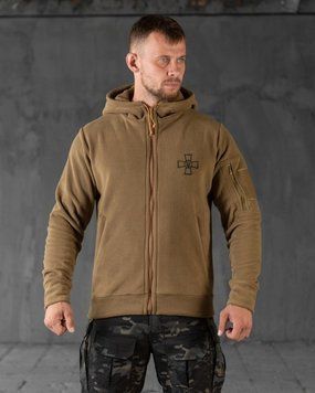 Флісова Кофта з капюшоном та принтом на груді і плечах койот розмір 6XL buy88641sts-6XL фото