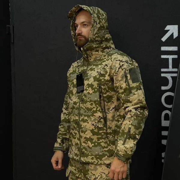 Костюм Gman SoftShell на флисе Куртка и Брюки S пиксель + Ботинки с автошнуровкой койот skl9107sts-S фото