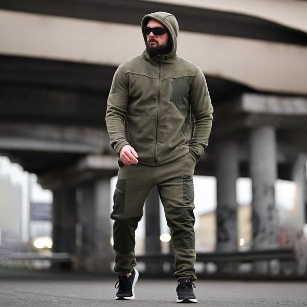 Флисовый Спортивный Костюм Куртка с капюшоном и брюки 3XL олива buy94765sts-3XL фото