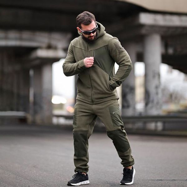 Флисовый Спортивный Костюм Куртка с капюшоном и брюки 3XL олива buy94765sts-3XL фото