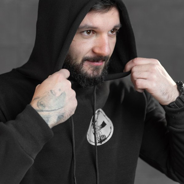 Худі на флісі та принтом "Готуватися до бою" чорний розмір M buy89875sts-M фото