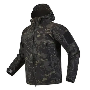 Чоловіча Куртка SoftShell на флісі з липучками для шевронів чорний мультикам розмір XL for02355sts-XL фото