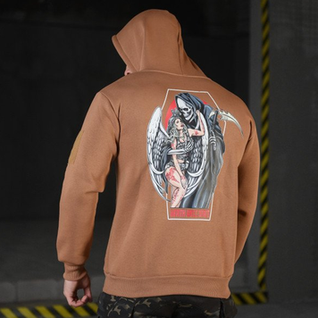 Худі на флісі з принтом Смерть зачекає та липучками для шевронів койот розмір 2XL buy90416sts-2XL фото