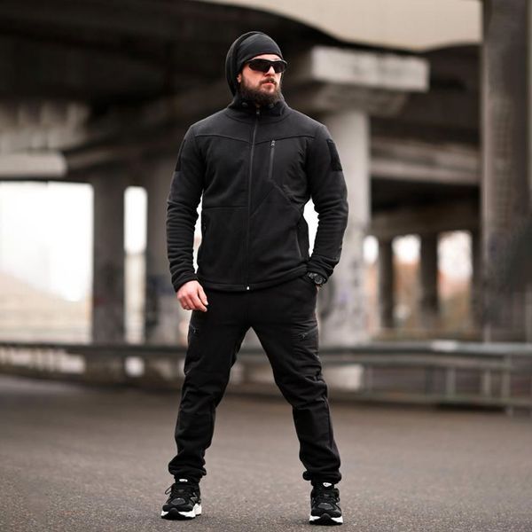 Флисовый Спортивный Костюм Куртка с капюшоном и Брюки 3XL черный buy94763sts-3XL фото
