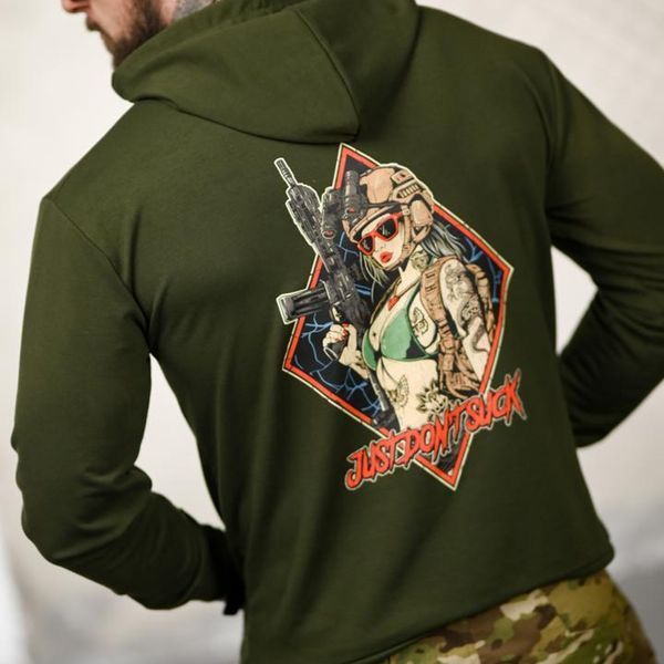 Худи Trenash двунитка с принтом Just Don&rsquo;t Suck 3XL олива buy95828sts-3XL фото