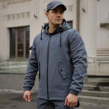Куртка Intruder SoftShell з капюшоном 3XL сіра  1610635414-3XL фото
