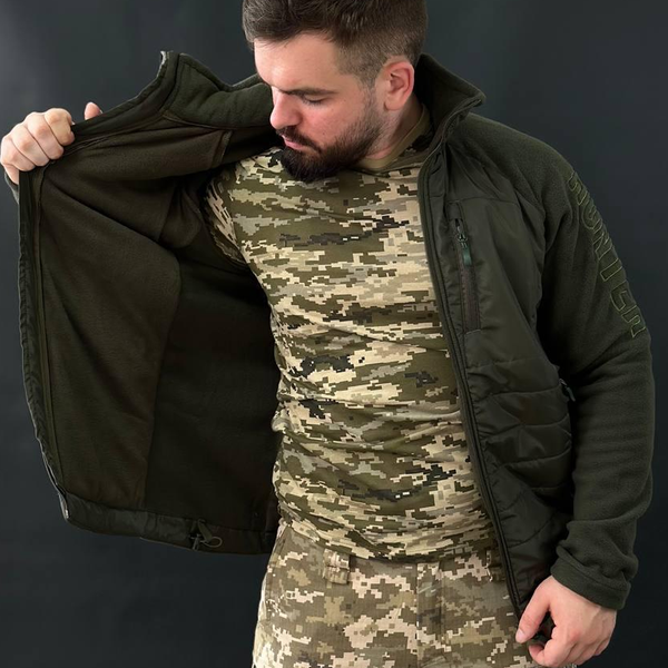 Мужская флисовая куртка олива размер 3XL for01575-3XL фото