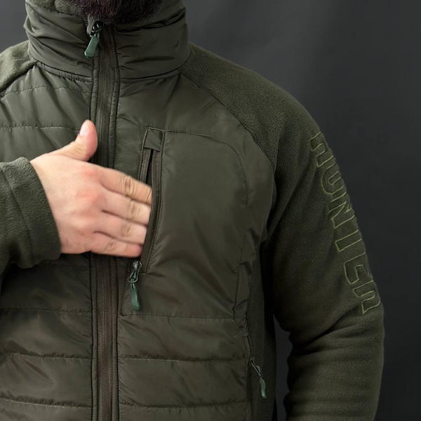 Мужская флисовая куртка олива размер 3XL for01575-3XL фото