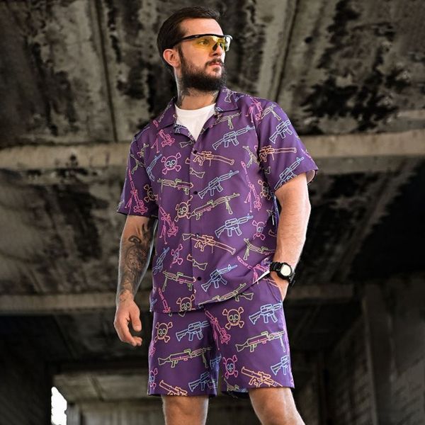Рубашка и Шорты Oblivion Tactical с принтом WEAPONS AND SKULLS S/M фиолетовый buy93100sts-S/M фото