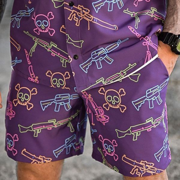 Рубашка и Шорты Oblivion Tactical с принтом WEAPONS AND SKULLS S/M фиолетовый buy93100sts-S/M фото