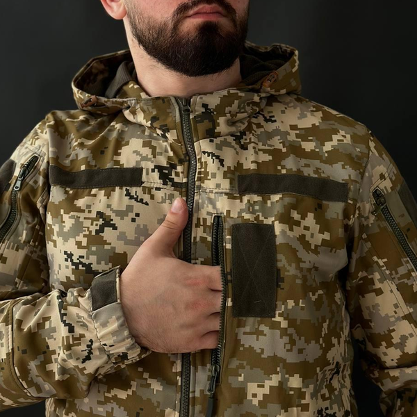 Чоловіча вітровка софтшел з капюшоном піксель розмір 3XL for01581-3XL фото