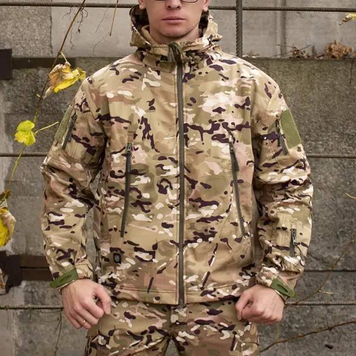 Чоловіча куртка софтшел на флісі з липучками під шеврони мультикам розмір 5XL for01742sts-5XL фото