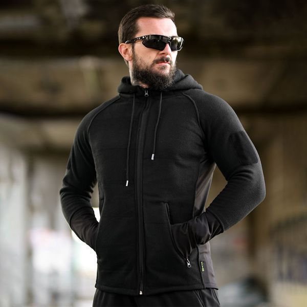 Флісова Кофта 7.62 Tactical з капюшоном та еластичними вставками 3XL чорна buy94660sts-3XL фото