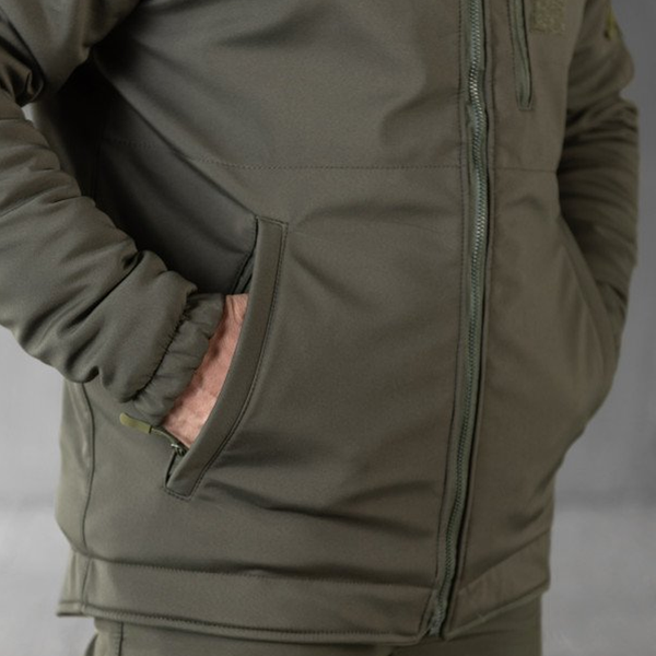 Зимова Форма SoftShell Куртка з липучками для шевронів та штани на флісі олива розмір S buy89502sts-S фото