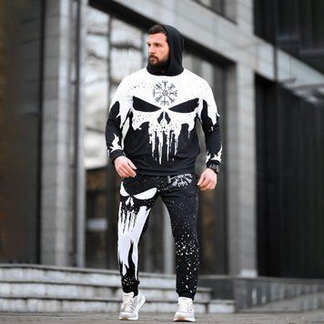 Спортивный костюм с принтом PANISHER Худи + Брюки 3XL черно-белый buy93969sts-3XL фото