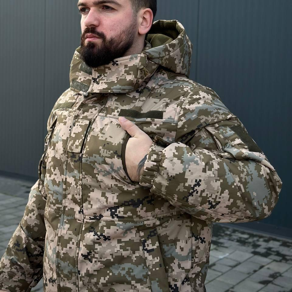 Чоловічий Зимовий Бушлат на флісі з липучками для шевронів піксель розмір 3XL for01977sts-3XL фото